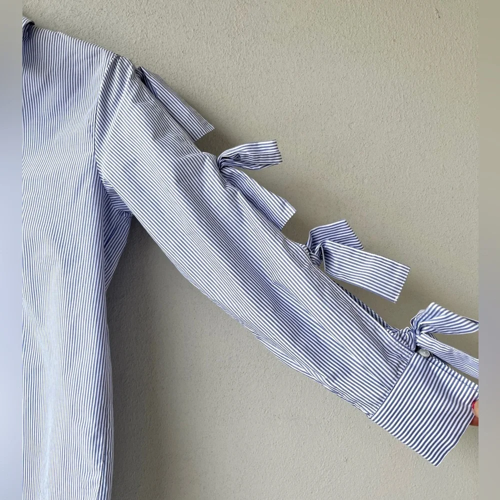 H&M | NWT Bow- Detail Poplin Shirt - Picture 8 of 16